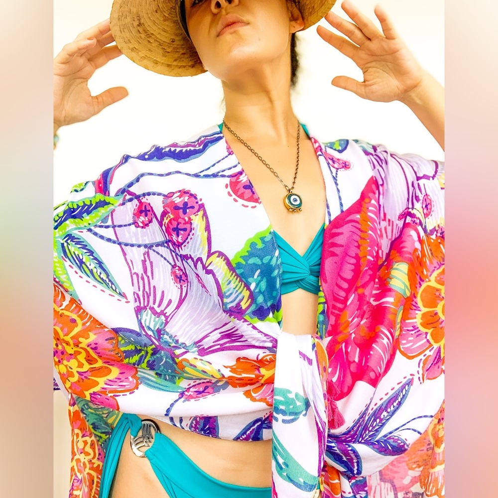 Floral Multicolor Swim Cover-Up
